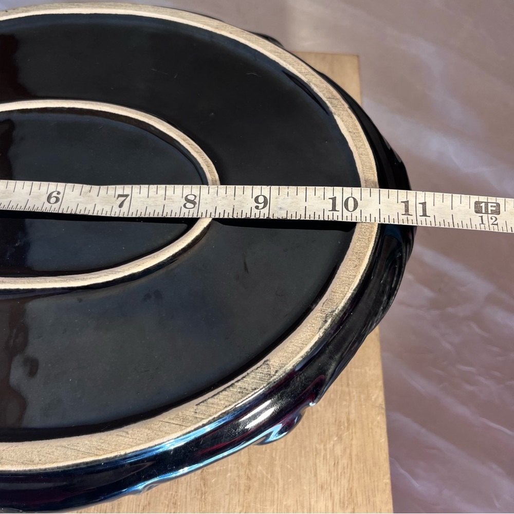 Vintage Black and Gray Glazed Ceramic Pottery Dish - Picture 6 of 7